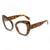 New retro large frame cat eye anti-blue glasses classic daily commuting dating versatile plain and thin flat glasses