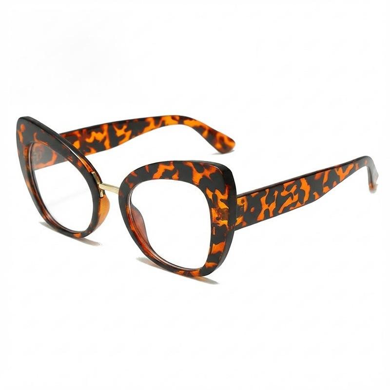New retro large frame cat eye anti-blue glasses classic daily commuting dating versatile plain and thin flat glasses