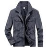 Corduroy Cotton Multi-pocket Bomber Jacket for Men Streetwear Motorcycle Cargo Parka Windproof Casual Outerwear Coat