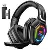 OW810 Black Wireless Gaming Wireless Headphones with and 30 Hours of Continuous Latency RGB and Compatible with and Smartphones Headset, 3-in-1 5.3