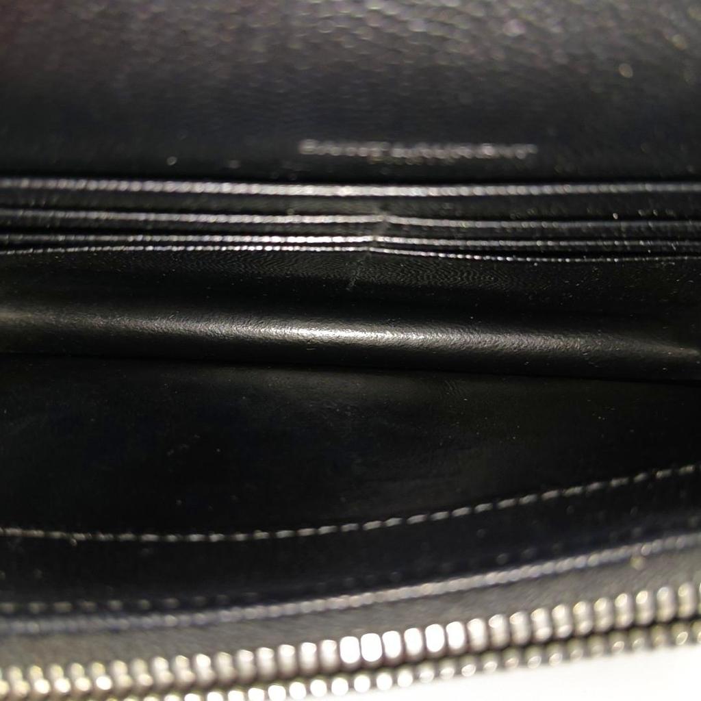 [Pre-Owned] Ysl Envelope Silver Logo Quilted Grainy Embossed Leather Envelope Chain Wallet Shoulder Crossbody Bag - Excellent #1TE77E9