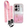 KADEM Phone Case For Xiaomi Redmi Note 13 Pro 4G/Note 14S 4G/Poco M6 Pro 4G,Flower Pattern TPU Gradient Cover with Lanyards