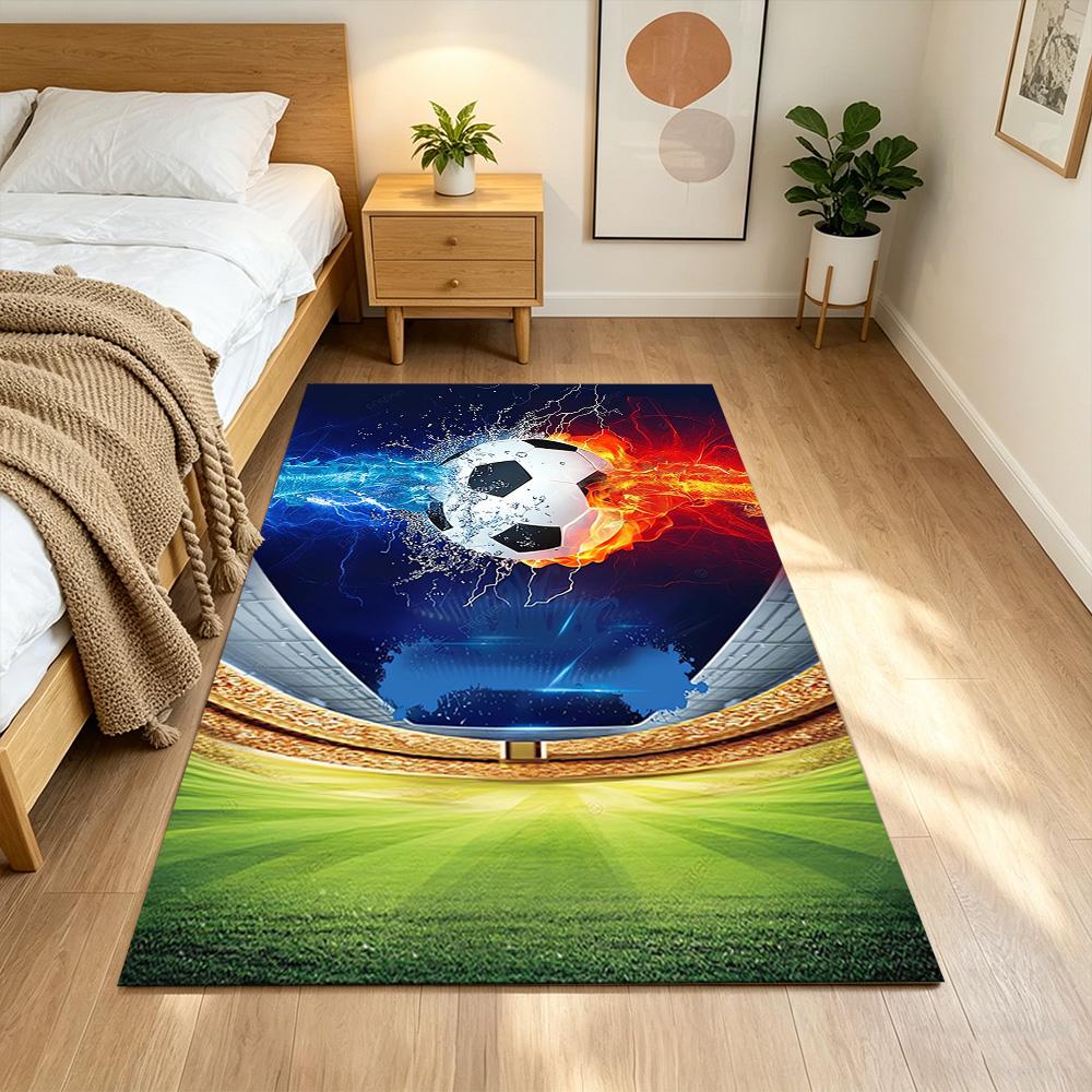 Soccer Pulse Art Splash Non-Slip Home Carpet Design for Office Decor Living Room Bedroom Gift