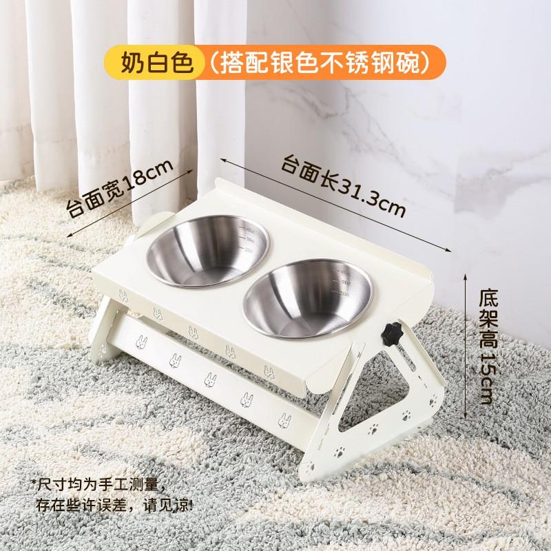 Adjustable Stainless Steel Pet Food Bowl Stand Cats Dogs Double Elevated Feeder Anti-Tip Design