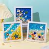 Multicolor DIY Photo Frame Wood Material Photo Wood Frame 3D Ocean Scenery Painting  Craft Projects
