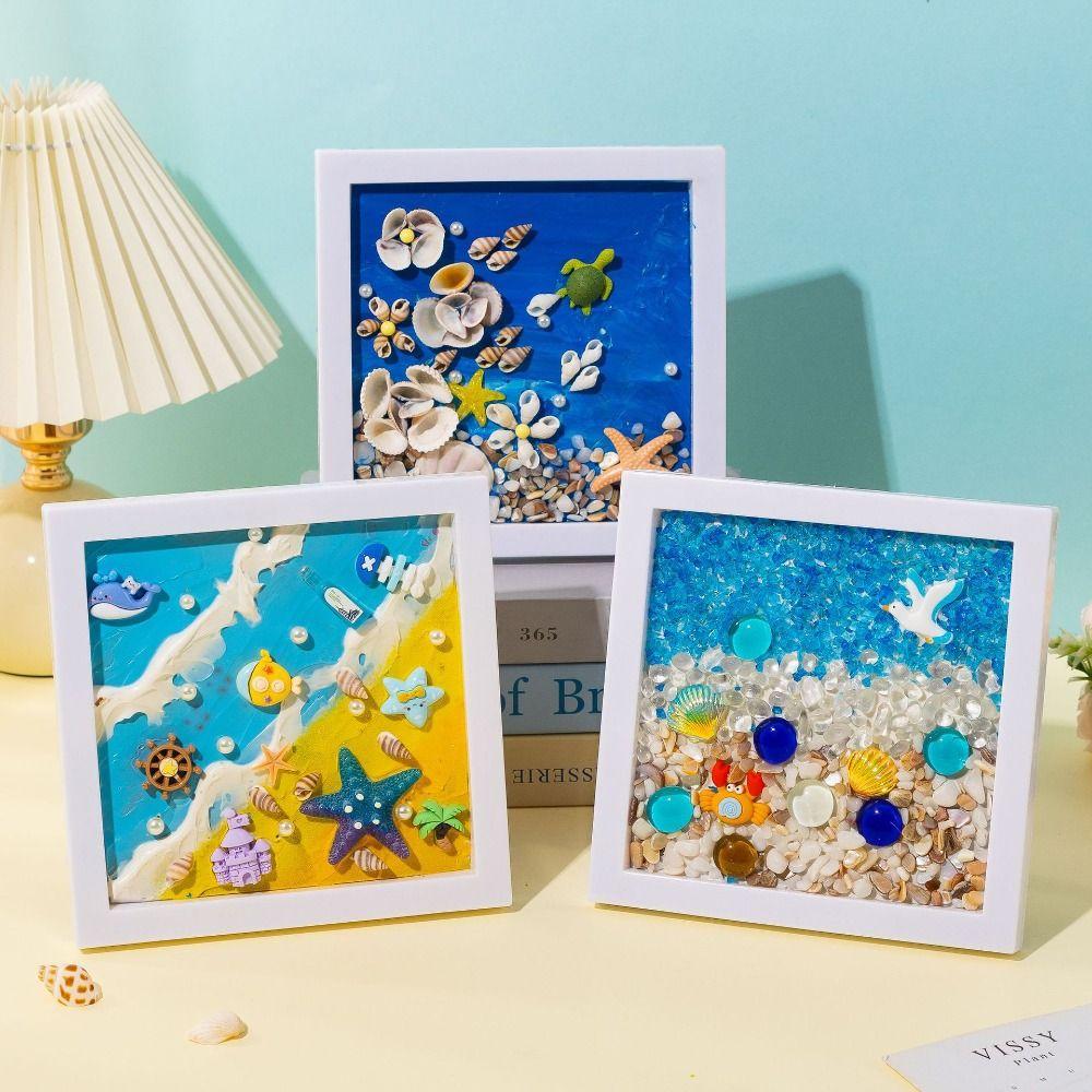 

Multicolor 3D Ocean Scenery Painting Wood Material Photo Wood Frame DIY Photo Frame Craft Projects style M