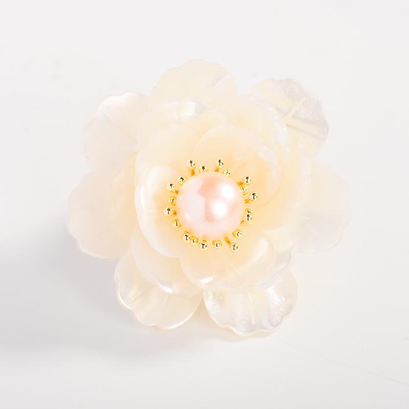 Роскошная брошь в виде пиона из перламутровой раковины для элегантных женских модных пиджаков розовая жемчужина