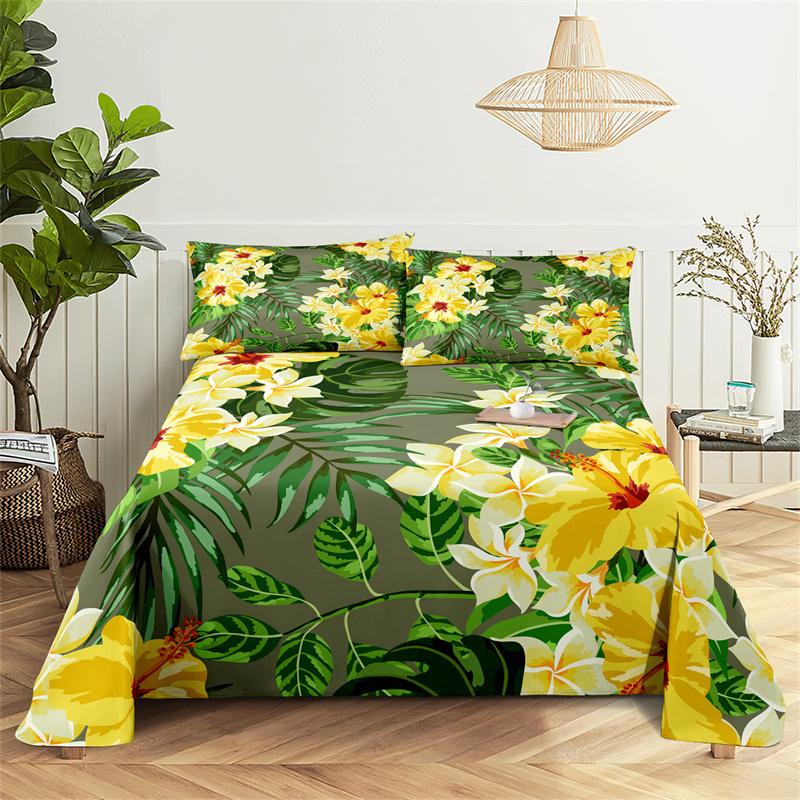 

Комплекты постельного белья Тропический цветок Простыня Модный дизайн Двуспальная простыня для мальчиков и девочек Комплект простыней и наволочек 150X230cm(2Pcs)