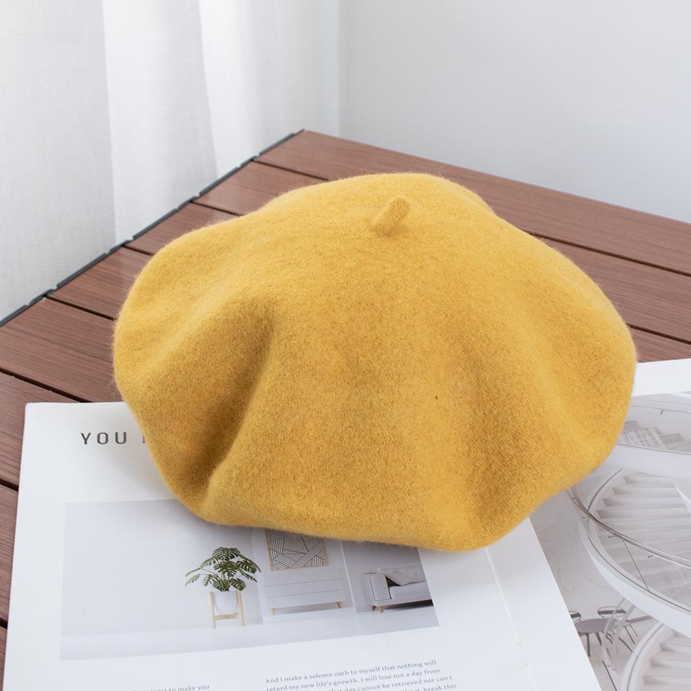 Berretto Donna Britannico Vintage Autunno e Inverno Lana Pittore Cappello Signora Cappello Bocciolo Versatile Tendenza ins