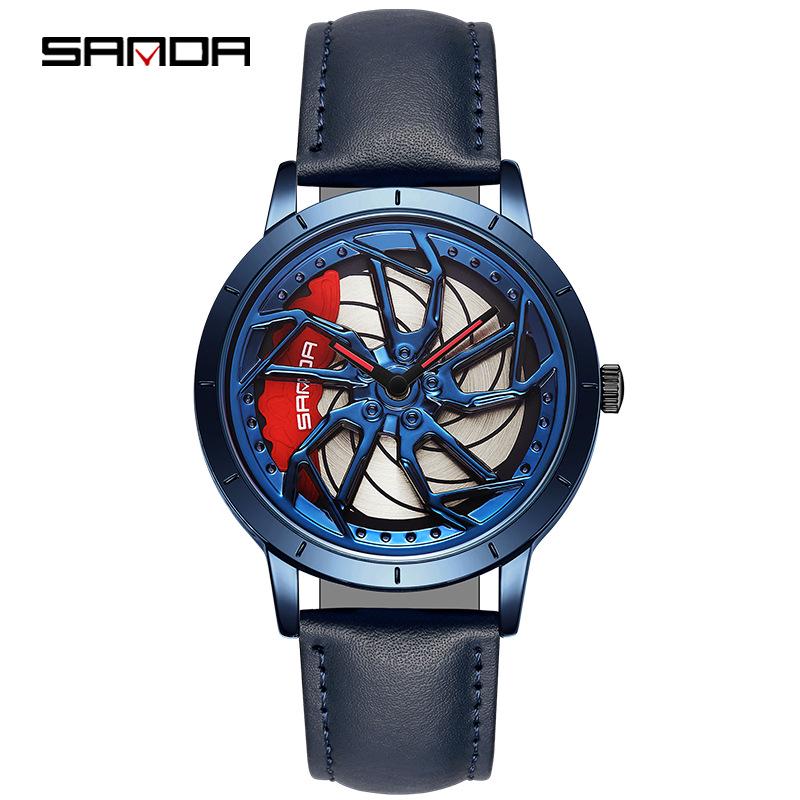 Sanda 1074 Women s & Couple s Quartz Watch, 360° Rotating, Waterproof, Genuine Leather Strap, Alloy Design
