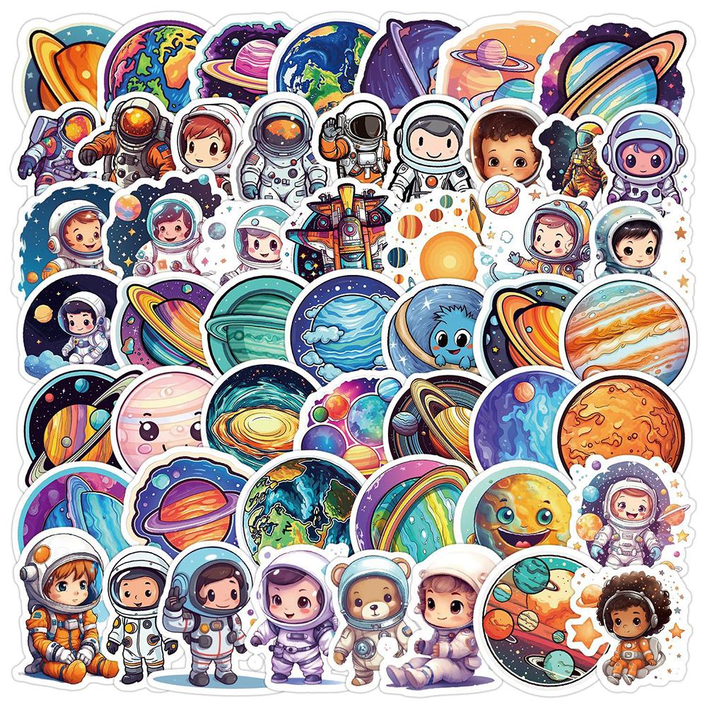10/30/50pcs Cute Cartoon Outer Space Astronaut Stickers Funny Graffiti Sticker for Kids Toy Laptop Phone Stationery Decals Decor