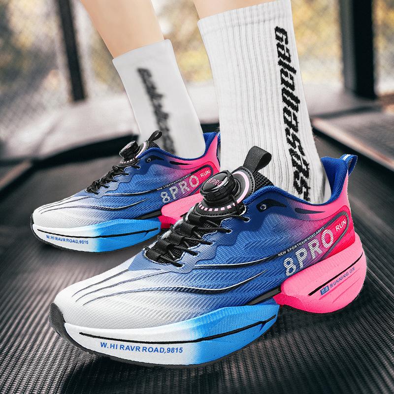 Children's Rotating Buckle New Carbon Plate Popcorn Shoes Teen Couple Marathon Racing Running Shoes