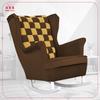 Carol Duo Family Furniture Yellow Brown Dark Beige Velvet Wingback Rocking Chair