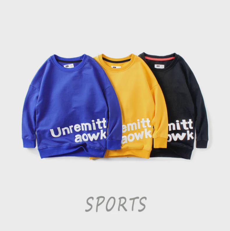 European Kids' Spring Korean-Style Sweater - Long Sleeve English Print Top for Boys