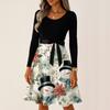Women's Casual Fashion Round Neck Long Sleeve Christmas Printed Party Vintage Long Dresses