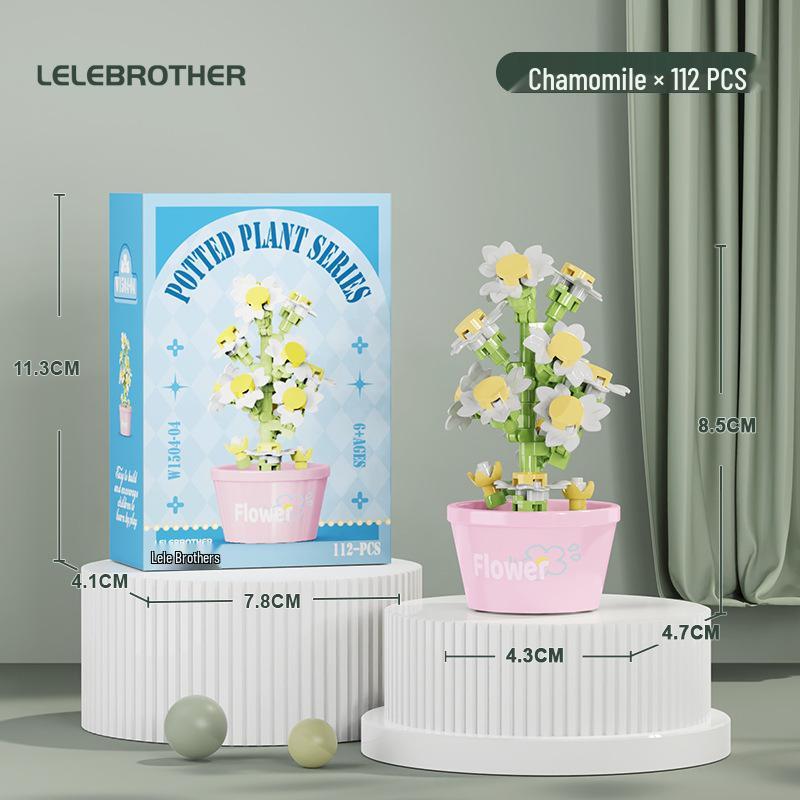 Preserved Flower Bonsai & Rose Succulent Building Blocks - Compatible with LEGO