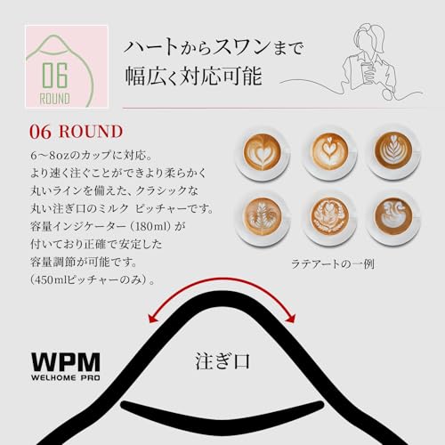 [Official] WPM | Round Spout Milk Pitcher, 450ml, HC7106ST (Silver)