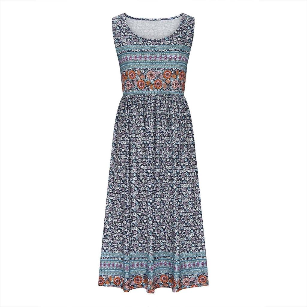 2024 Spring/Summer Sleeveless Print Pullover Women's Casual Dress