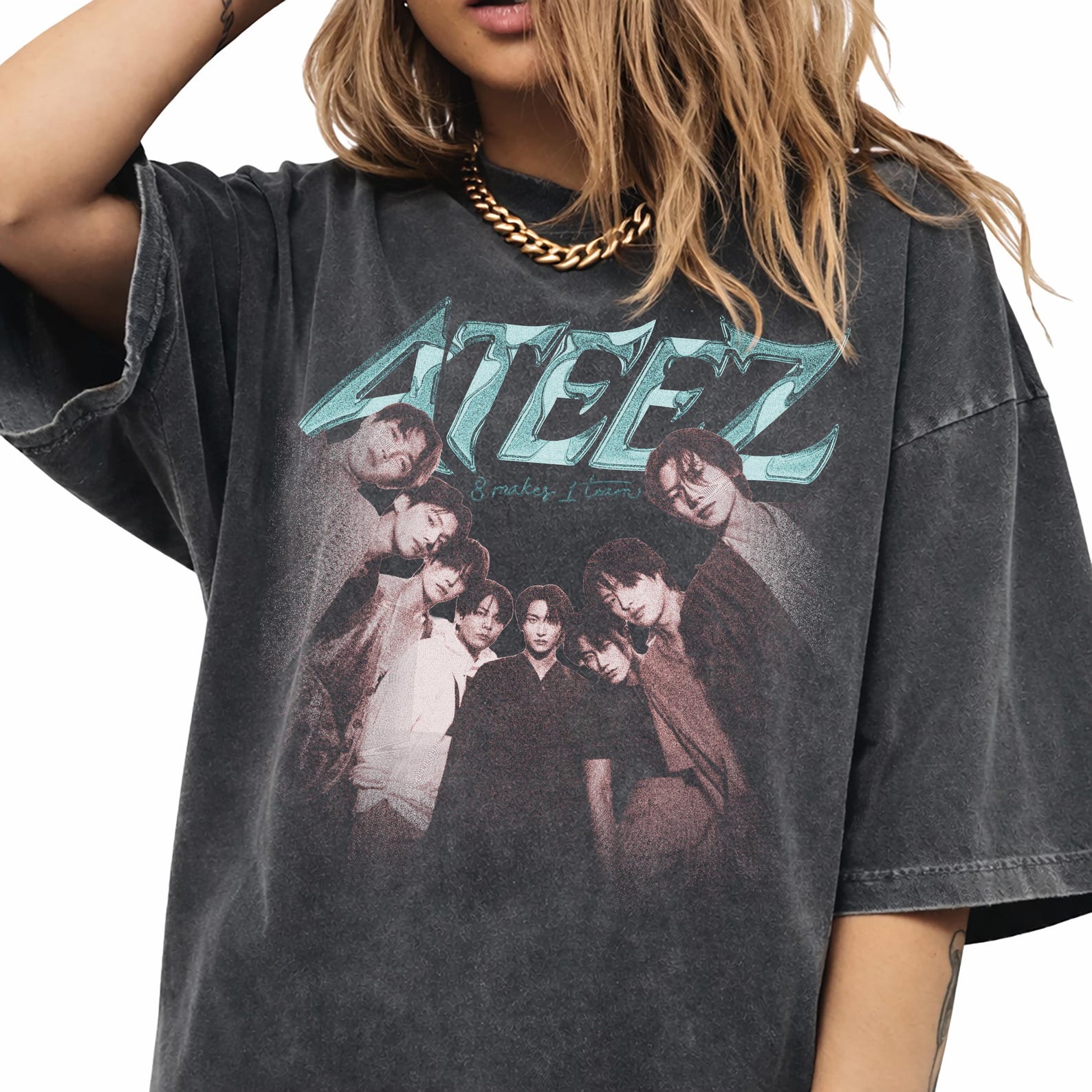 Retro Ateez Kpop T-Shirt, Aniteez Members Unisex Vintage Streetwear Fan Gift L