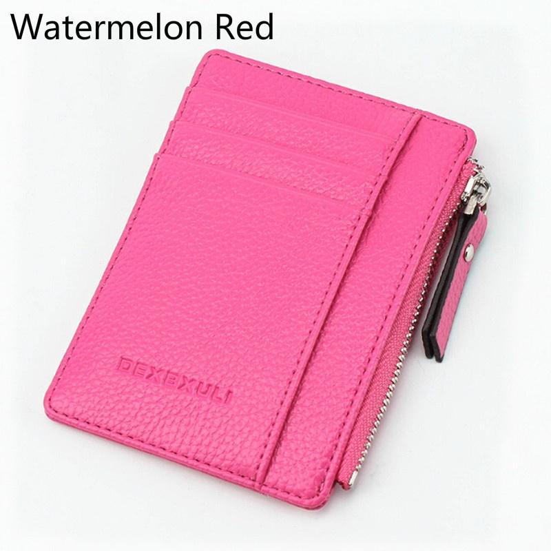 Lightweight Compact Purse Wallet Mini Leather Credit Card Holders Zipper Coin Pocket Bag for Women Men