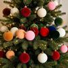 Wholesale Plastic Velvet Ball Pendants Flocked Christmas Balls Xmas Tree Hanging Ornaments New Year Wreath Party Decorations