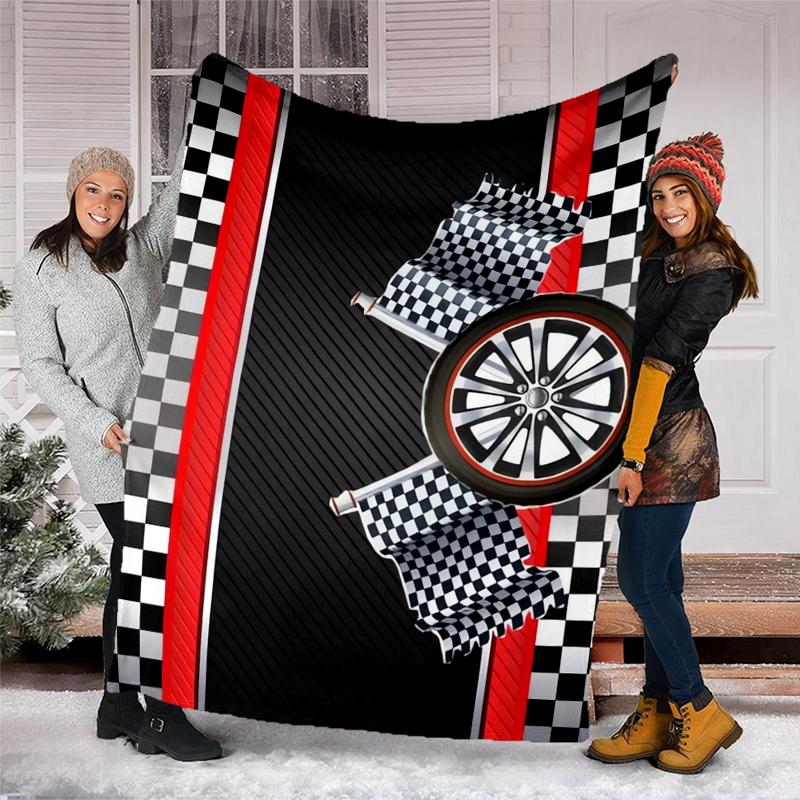 Racing Theme Printed Blanket - Perfect for Couch, Bed, Travel & Outdoor Use | Machine Washable, Cozy & Durable.