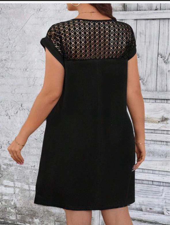 2024 Spring/Summer Lace Patchwork Round Neck Loose Dress