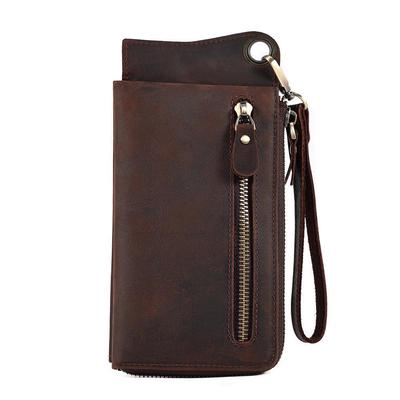 Men's RFID Crazy Horse Leather Long Wallet & Multi-Card Clutch