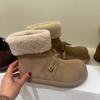 Hiver Chaud Coton Femmes Bottes de Neige Concis Chaussures Plates Féminines Confort Nœud Papillon Fourrure Bottines Courtes De Muje