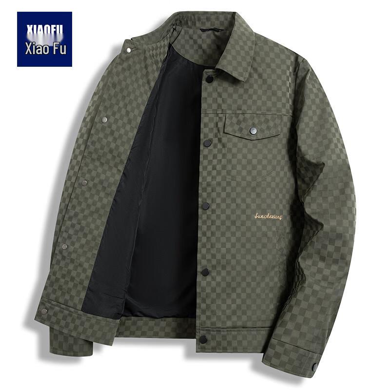 

Men s Checkered Lapel Embroidered Casual Jacket M
