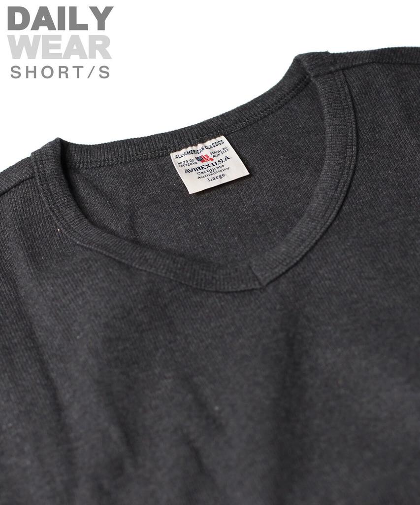 AVIREX DAILY RIB V-NECK TEE 6143501 men's XL charcoal