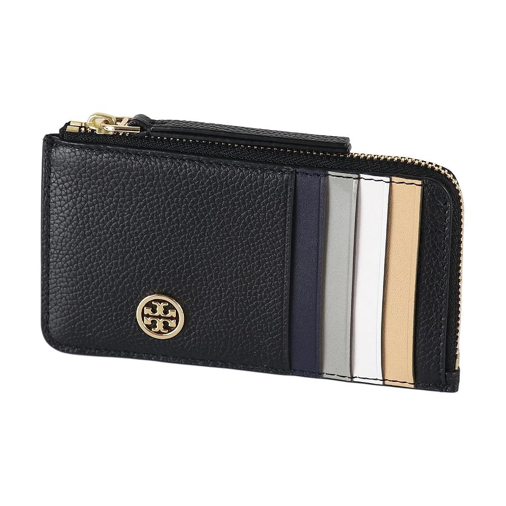 

Tory Burch Robinson Color Block Detail Pebble Leather Card Case Women accessories Black 165006-001 Basic Set (Bag+Dust Bag)