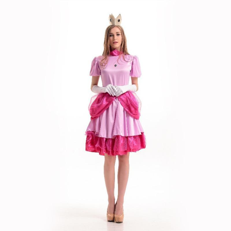 

Хэллоуин Супер Мэри Персик Платье принцессы Взрослое женское платье для выступлений Сценическое платье one size fits all розовый