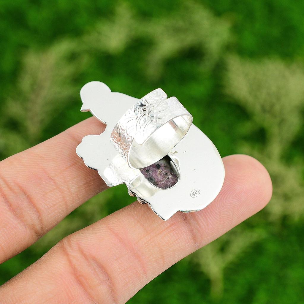 Gift For Women Stackable Bird Adjustable Ring 925 Silver Natural Ruby Zoisite
