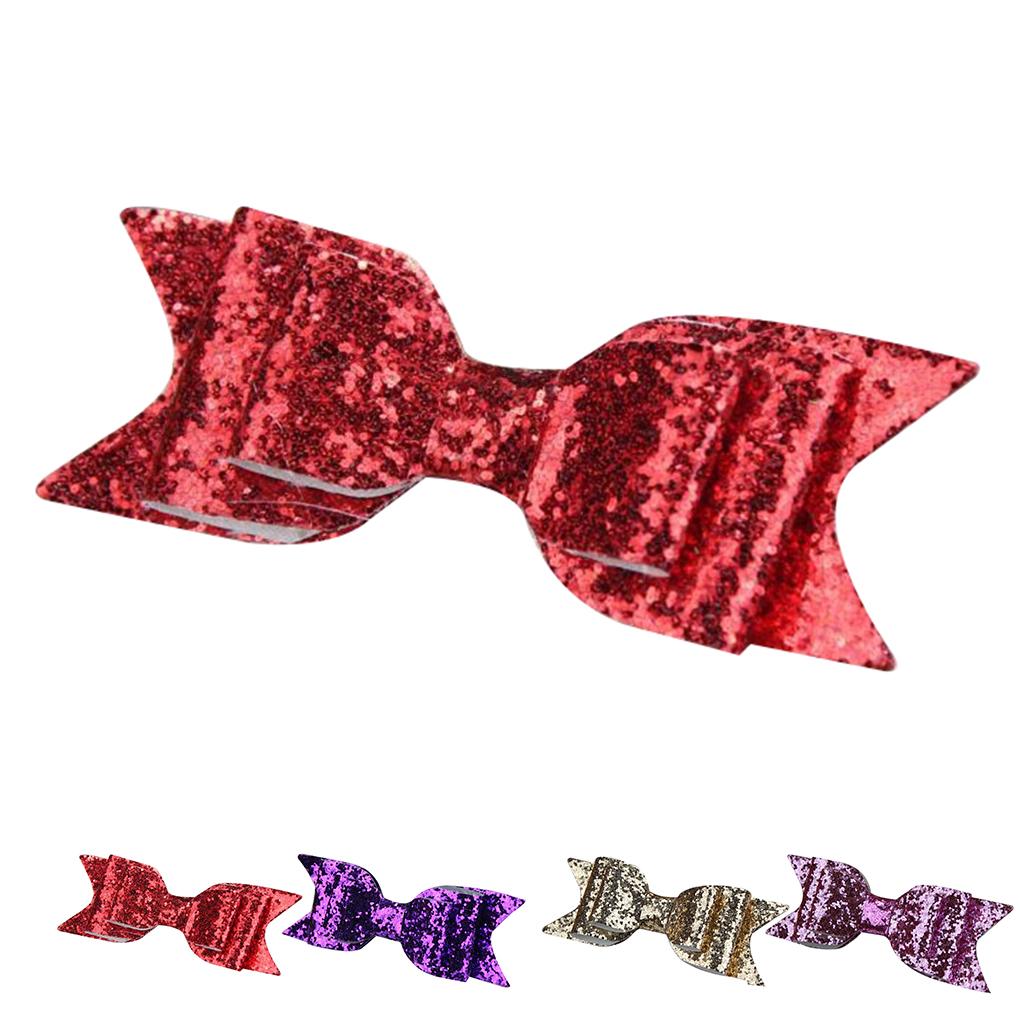 Women Girl Sequined Glitter Hairpin Bowknot Barrette Sweet Crystal Hair Clip Bow