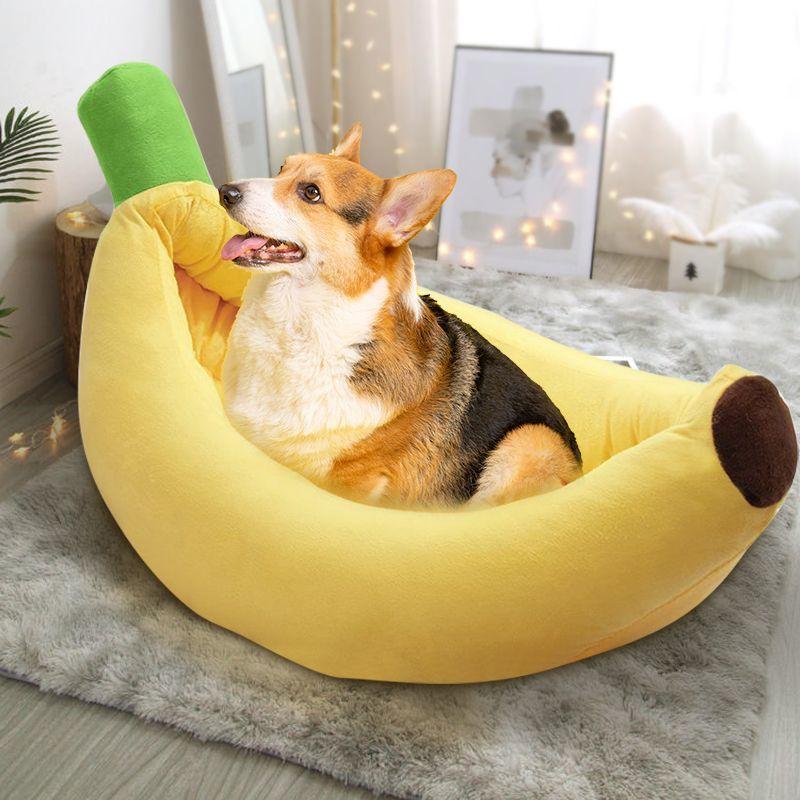Creative Dog Bed Yellow Banana Soft Detachable and Washable Cute Cats Beds Sofa for Small Dogs Warm Nest Pet Supplies