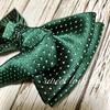 Small Dot Green Bow Tie & Pocket Square 2-Piece Set for Men - One-Touch FormalCasual - Green