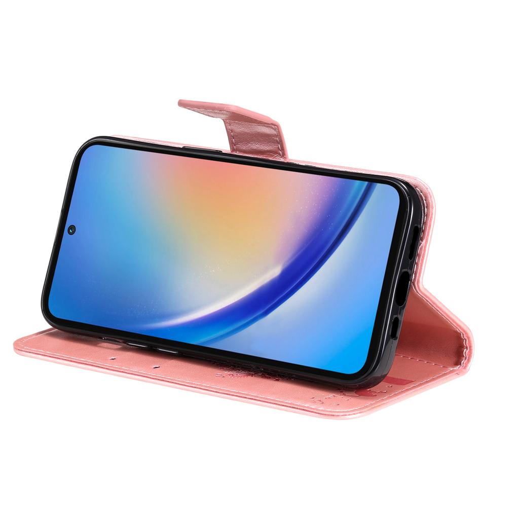 Für Samsung Galaxy A35 5G Handyhülle mit Ständer Katzenbaum Muster Leder Brieftasche Handyhülle