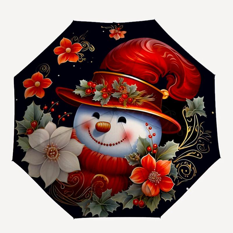 1pc Happy Snowman Cartoon Umbrella, Portable Compact Umbrella, Suitable for Camping, Hiking and Travel A051