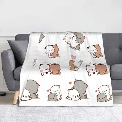 Cute Cartoon Bubu Dudu Fleece Throw Blanket Blanket for Sofa Office Super Warm Bedroom Quilt