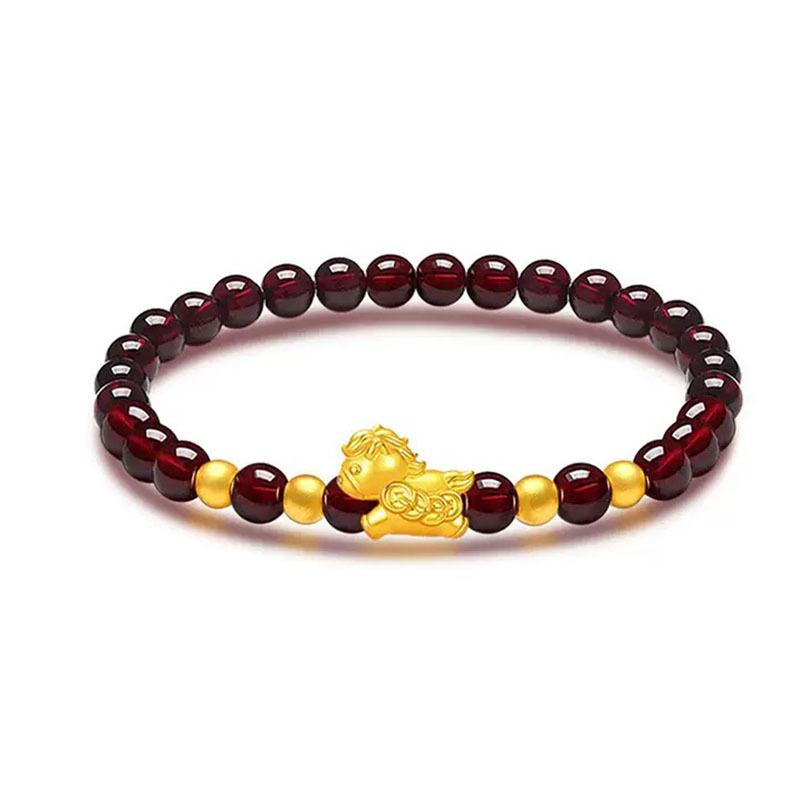 Luxurious S999 Sterling Silver & Red Agate Lucky Friendship Bracelet for Girls гранат