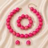 European and American Personality Exaggerated Design Round Bead Handmade Beaded Necklace Niche Retro Necklace Set Three-piece Set
