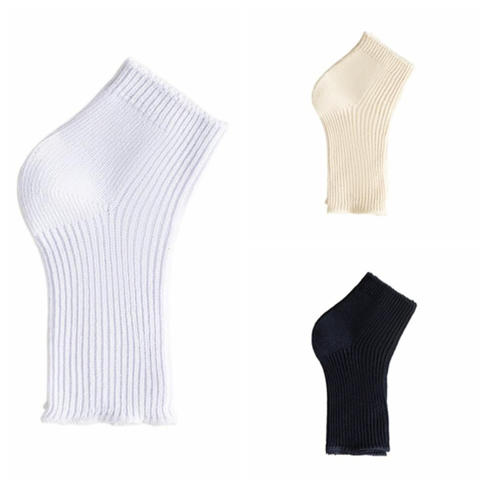 3Pairs Knitted Short Tube Socks Solid Color Mid-calf Socks Women Breathable Bare Toe Socks Lady
