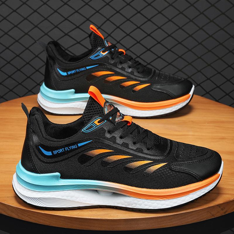 

Універсальні трендові повсякденні кросівки м яка підошва нековзні дихаючі маленькі білі кросівки нове чоловіче взуття літні сітчасті спортивні кросівки 44 чорний