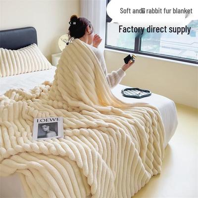 Rabbit Fur Flannel Plush Blanket - Gift, Nap & Summer AC Sofa Cover