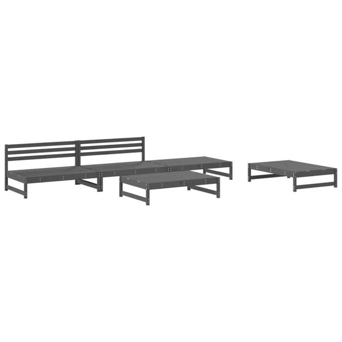 VidaXL Garden Lounge Set 5 Pcs, Sofas with Footrest, Furniture Set with Coffee Table Patio Terrace Outdoor, Grey 3186601