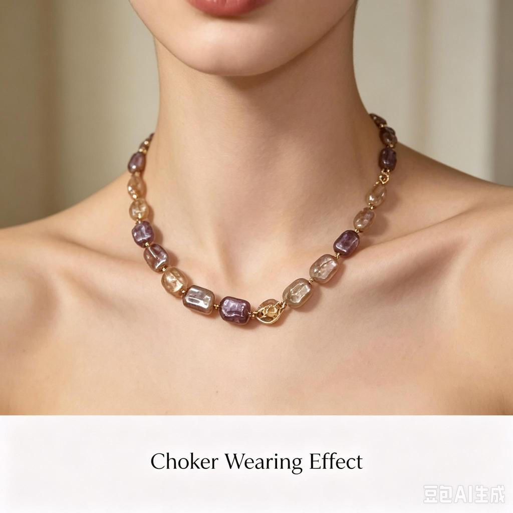 Luxury Irregular Freshwater Pearl Choker Purple Rectangle Beads for Women