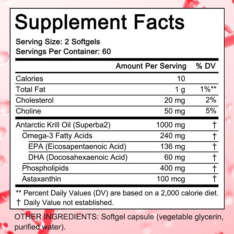 Omega-3 Krillöl Doppelstärke Nahrungsergänzungsmittel, 120 Weichkapseln pro Flasche