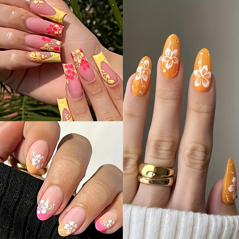1 Sheet Self-Adhesive Bronzing Floral Nail Art Stickers Decals for Women Nail Art Supplies Nail Stickers for Nail Art Decor