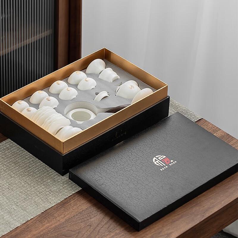 Gold Inlaid Jade Porcelain 21-Piece Zisha Tea Set